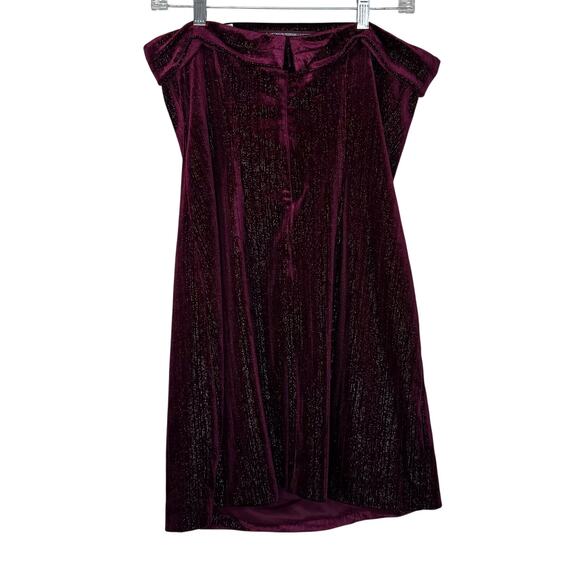 Urban Social Velvet Burgundy Red Strapless Tube Shimmer Mini Dress Medium - Picture 3 of 9